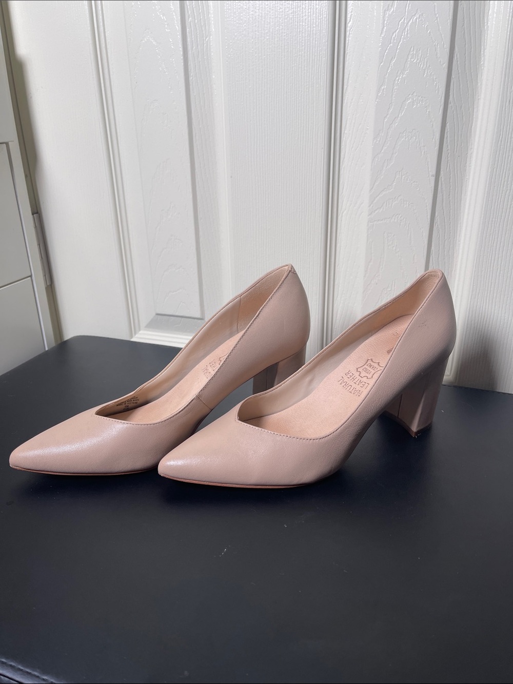 Marc Fisher Nude Blush Pointed Block Heel Pumps